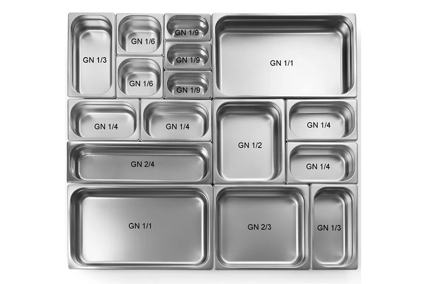 Стоманени гастро норми за готвене, съхранение и презентация