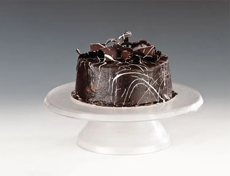 Прозрачна въртяща поставка за сервиране и декориране на торта Ф 30 см