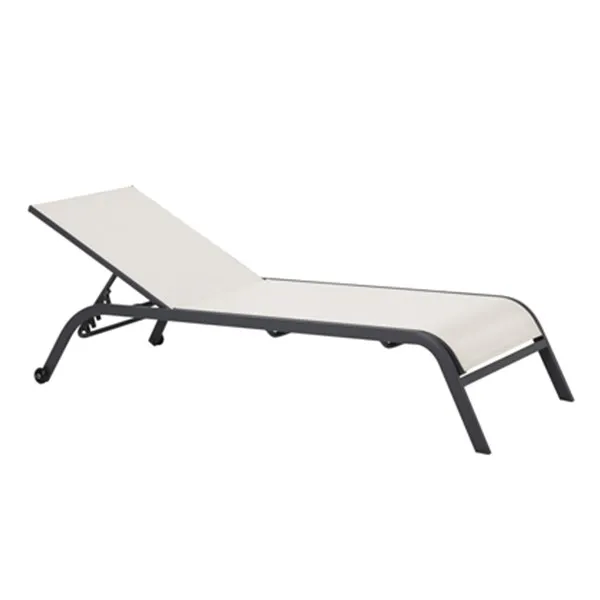Шезлонг с олекотена метална конструкция с 4 позиции нарегулиране с колелца Йезо бежов