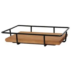 Стойка за презентация на блок маса с дървен плот правоъгълна OLD SCHOOL ширина 12 см и 23 см