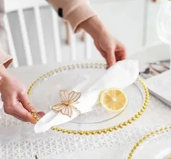 Подложна чиния прозрачна със златисти топчета Рим каза Ф 32 см