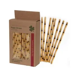 Хартиени сламки в кутия 200 бр Сух бамбук