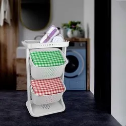 Стелаж органайзер с колелца и три нива бял Домко