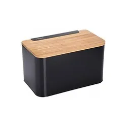Метална кутия за хляб с капак дъска за рязане Черна 35 см