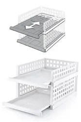 Органайзер за дома с възможност за надграждане и изтеглящо ниво Бял h 11.5 см и h 18.5 см