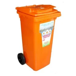 Кош казан за смет с колела за придвижване оранжев 120 л