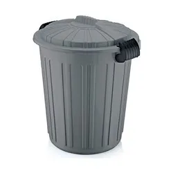 Кош за смет с капак и щипки за затваряне сив 73 л