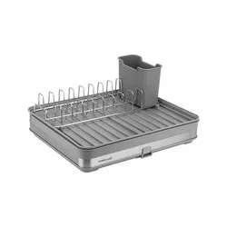 Стелаж за чинии с изтегляща се табла за чаши 36.5 см Сив