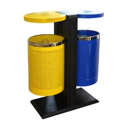 Кош за смет кръгъл двоен с пепелник за монтаж