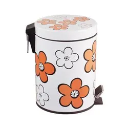Кош с педал и вътрешна кофа Оранжеви цветя 5 л и 12 л