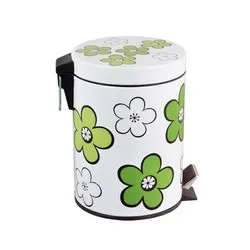 Кош с педал и вътрешна кофа Зелени цветя 5 л и 12 л