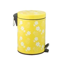 Кош с педал и вътрешна кофа жълт с цветя 5 л и 12 л