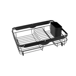 Стелаж за чинии с регилиране на дължината Черен мат 36.7 см