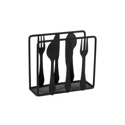 Салфетник с прибори Черен HOME 11 см