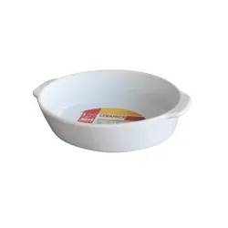 Овална тава за запеканки с дръжки керамика Бяла 20.7 см