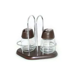 Комплект солници на дървена стойка Кафяви