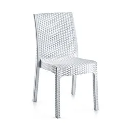 Стол без подлакътник от полиратан Делукс бял