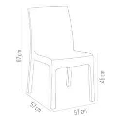 Стол без подлакътник от полиратан Делукс бял