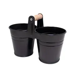 Кофички за сервиране два броя с дървена дръжка FERONYA Черни Ф 10 см