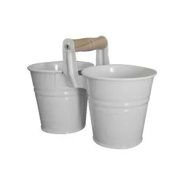 Кофички за сервиране два броя с дървена дръжка FERONYA Бели Ф 10 см