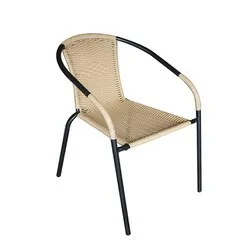 Стол с подлакътник метална конструкция и плетен полиратан