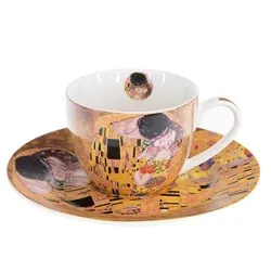 Комплект две чаши с чинийки мини Целувката на Густав климт