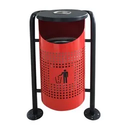 Пепелник с кош за монтаж стационарен две част червен