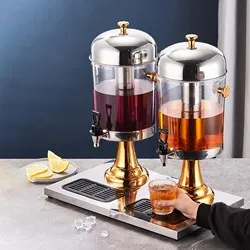 Диспенсър за сокове с резервоар за лед Златист с две отделения по 7.2 л