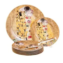 Сервиз за торта с декор Целувката на Густав Климт