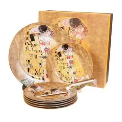 Сервиз за торта с декор Целувката на Густав Климт