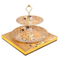 Плато на две нива с декор Целувката на Густав Климт