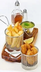 Кошничка за сервиране кръг с една дръжка Мед с патина Ф 9 см