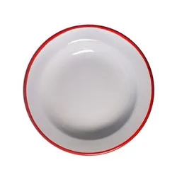 Дълбока чиния емайл Червен кант Ф 22 см