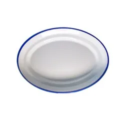 Плато овално емайл Син кант 30 см и 36 см