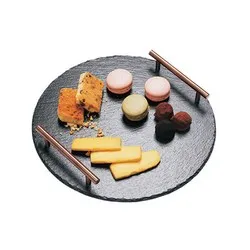 Каменна плоча за сервиране с дръжки кръг Ф 30 см