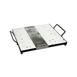 Плато за сервиране квадрат Теразо мрамор с метални дръжки 27 см