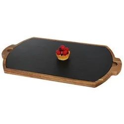 Дъска за сервиране с каменна плоча и дръжки 39.5 см