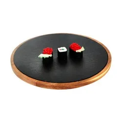 Дъска за сервиране с каменна плоча кръг Ф 32 см