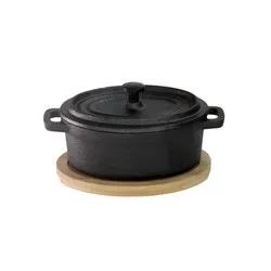 Мини тенджера елипса с бамбукова подложка 12 см