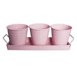 Комплект три броя кофички на поставка за сервиране FERONYA Розови Ф 10 см