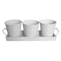 Комплект три броя кофички на поставка за сервиране FERONYA Бяла Ф 10 см