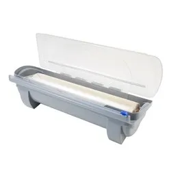 Устройство за пакетиране на храни със стреч фолио и нож за прерязване