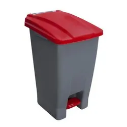 Кош за разделно сметосъбиране с педал и колела червен 70 л