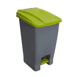 Кош за разделно сметосъбиране с педал и колела зелен 70 л