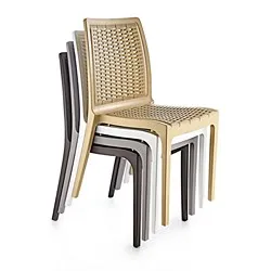 Стол без подлакътник полиратан Сани кафяв