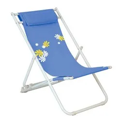Плажен стол с три позиции на регулиране на облегалката Полски цветя син