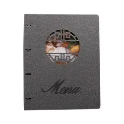 Корица за меню с клипс за джобове Сива 31.5 см