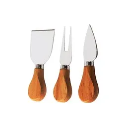 Комплект три броя прибори за сирена с дървени дръжки Тъмни