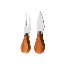 Комплект два броя прибори за сирена с дървени дръжки Тъмни