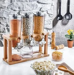 Диспенсър за зърнени храни и ядки с три контейнера по 1.5 л